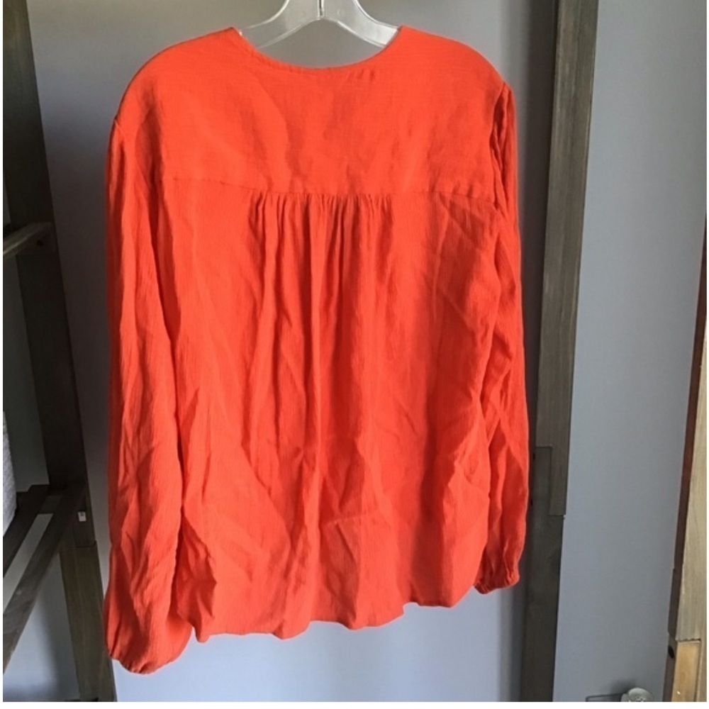 Free People "Check On It" Faux-Wrap Long Sleeve Top Flame Size M - Picture 12 of 16